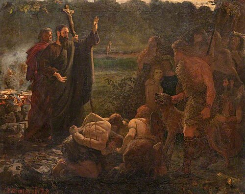 The Introduction of Christianity to Britain: Christian Missionaries Interrupting a Human Sacrifice, 1878, James Elder Christie