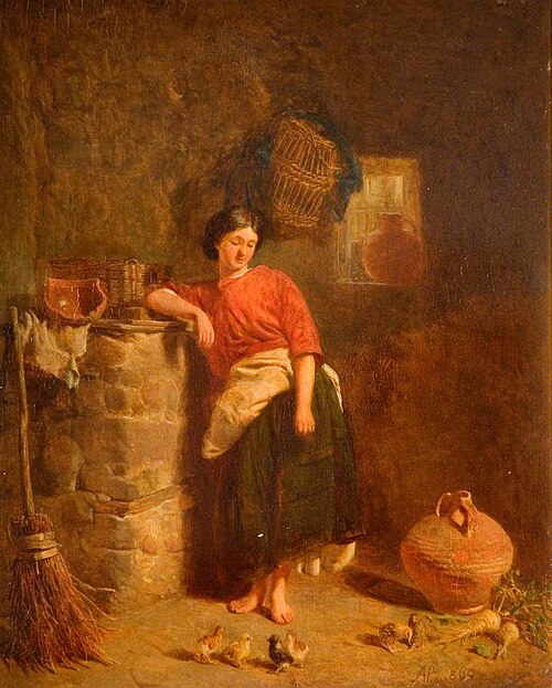 A Woman Watching Chickens, 1860, Alfred Provis