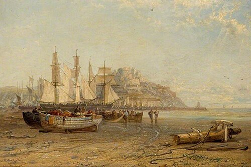 Low Tide, Mount Orgueil, Jesey, 1881, Arthur Joseph Meadows