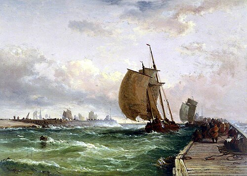 Dutch Luggers Entering Harbour, 1886, Arthur Joseph Meadows