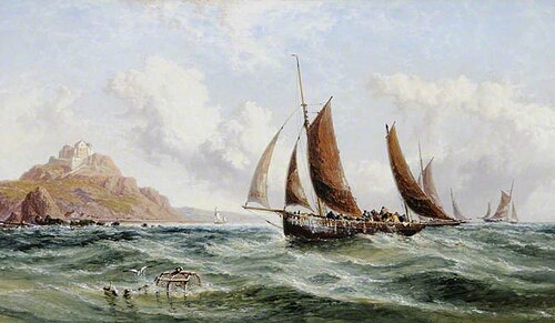 Boulogne Boats in Cobo Bay, Guernsey, , Arthur Joseph Meadows