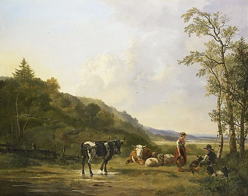 Landscape with Shepherd, Shepherdess and Cows, 1820, Pieter Gerardus van Os
