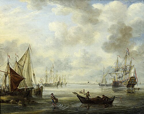 Riviergezicht met schepen, 1759, Pieter Lofvers