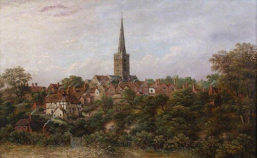 Halesowen from the Birmingham Road, 1877, Charles Leaver