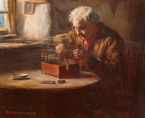 Mending the Bird's Cage, 1907, Henry John Dobson