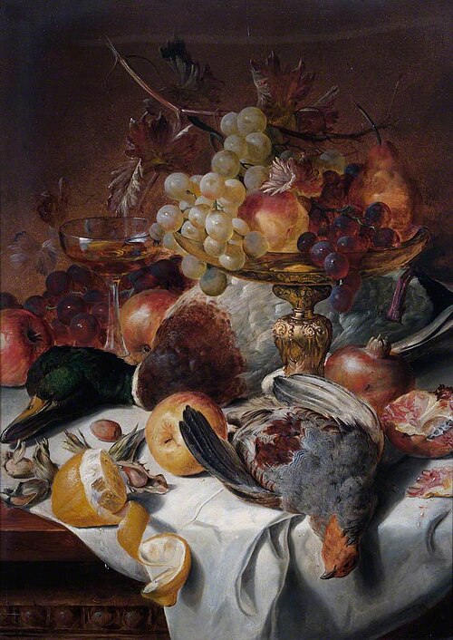 Still Life with Poultry and Fruit, , Edward Ladell