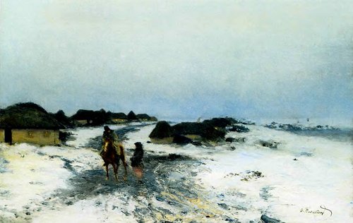 Winter Twilight in Ukraine., 1890, Ivan Pokhitonov