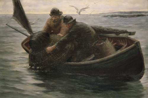 Hauling in the lobster pot, 1903, Herbert E. Butler