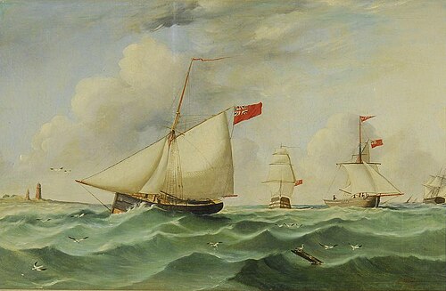 Ships navigating a busy channel, , James H. Wheldon