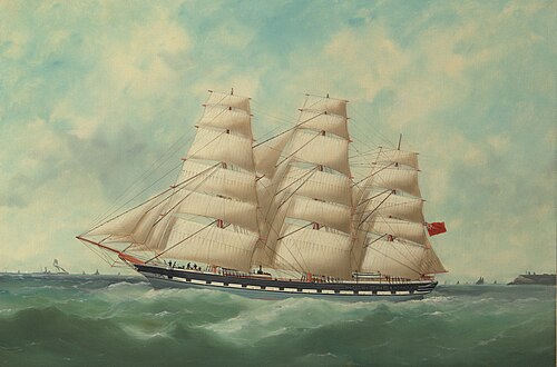 The Clipper Ship 'Superb' off Yorkshire, 1866, 1866, James H. Wheldon
