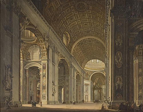 Interieur van de Sint Pieterskerk te Rome, 1824, François Vervloet