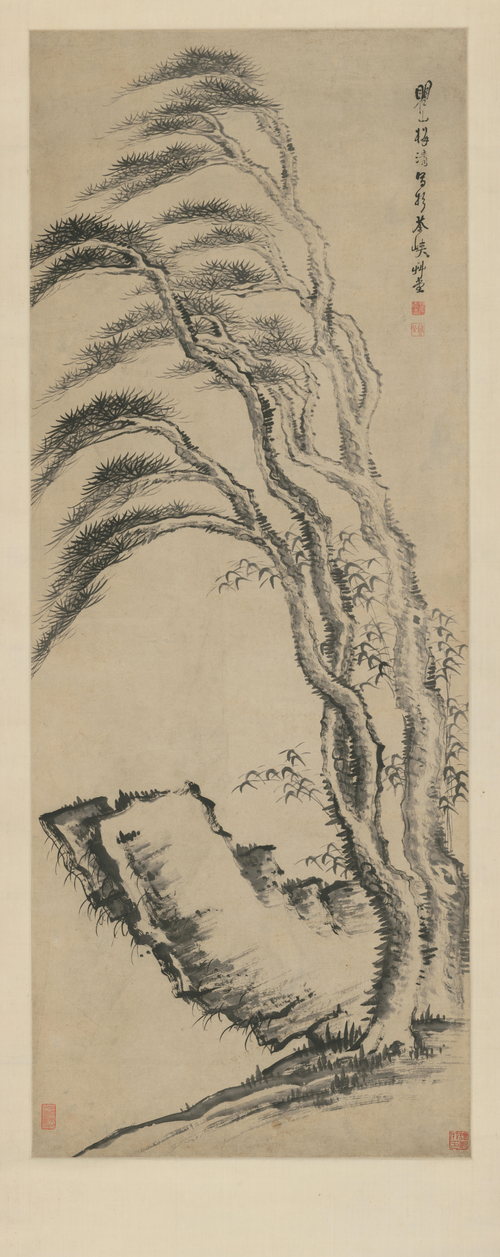 梅清双松图轴, , Mei Qing