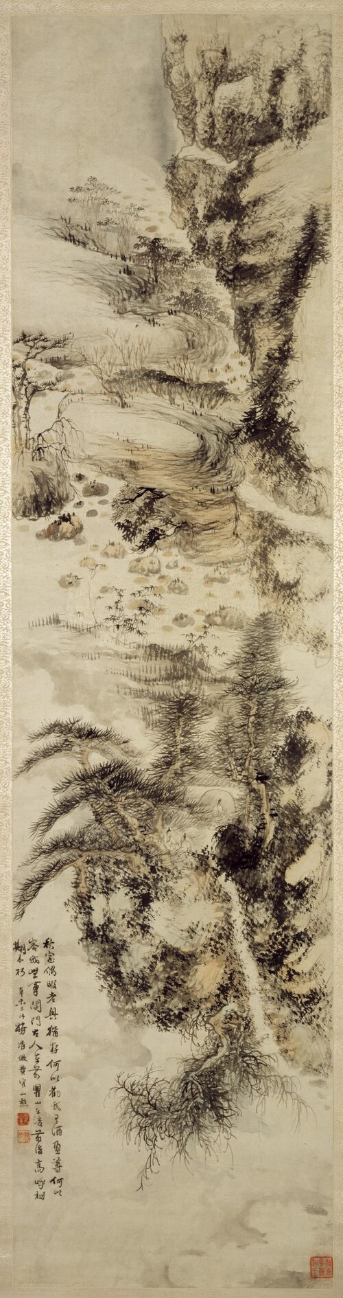 Mountain and Pine Landscape, 1691, Mei Qing