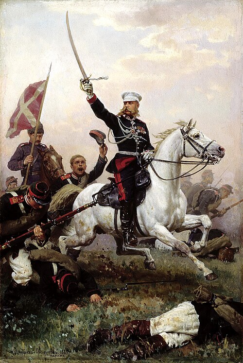 General M.D.Skobelev on his horse in the Russo-Turkish war 1877/78, 1883, Nikolaï Dmitriev-Orenbourgski