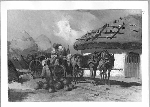 Peasant cart with house, 1863, August von Pettenkofen
