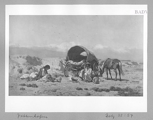 Pasting gipsies in the Puszta, 1847, August von Pettenkofen