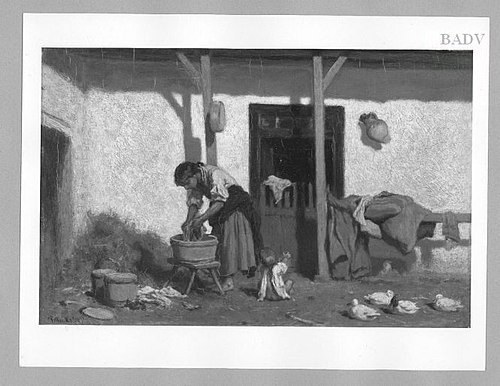 Peasant woman washing in her house, 1847, August von Pettenkofen