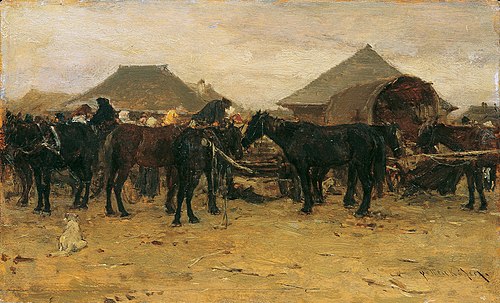 Pferdemarkt in Szolnok I, 1875, August von Pettenkofen