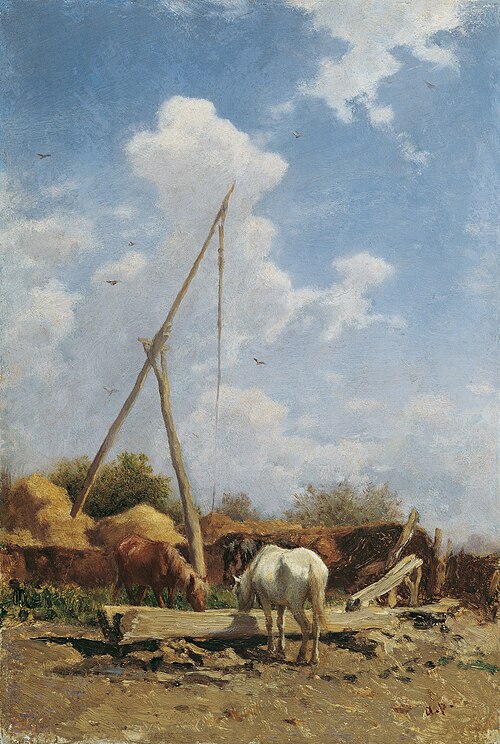 Hungarian horse-drinking, 1865, August von Pettenkofen
