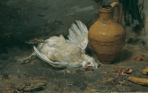 Stillleben mit totem Huhn und Krug, 1865, August von Pettenkofen
