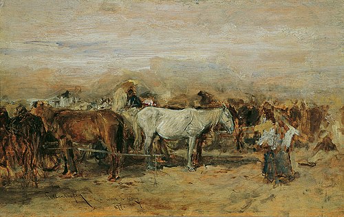 Pferdemarkt in Szolnok II, 1877, August von Pettenkofen