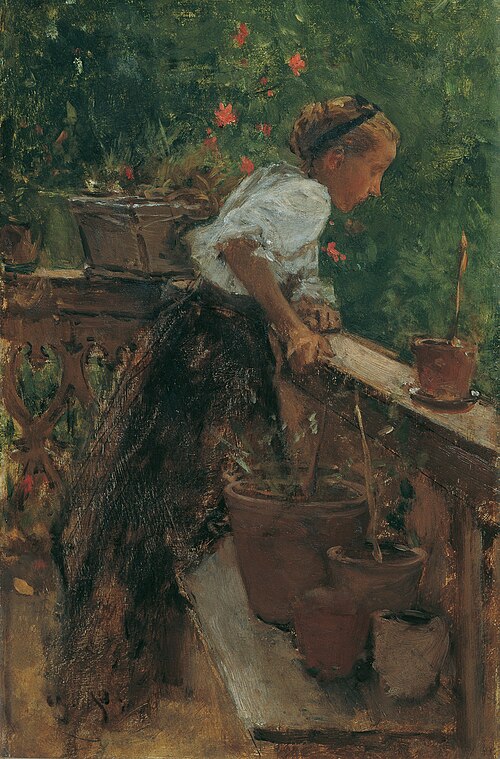 Bauernmädchen auf dem Balkon, , August von Pettenkofen