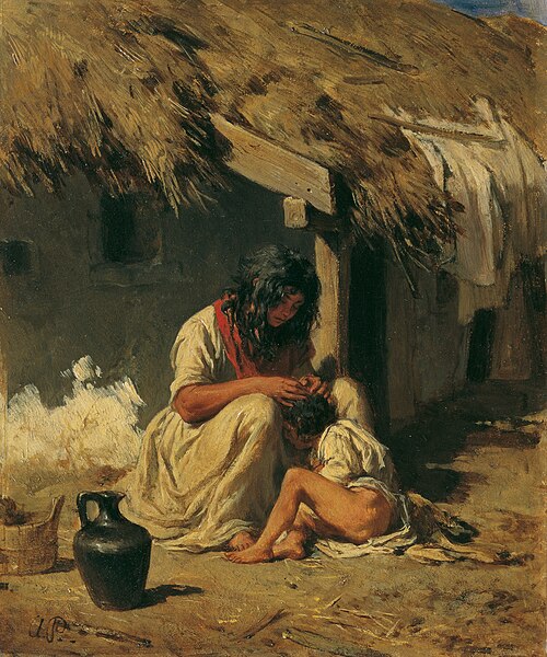 Ungarische Dorfidylle, 1855, August von Pettenkofen
