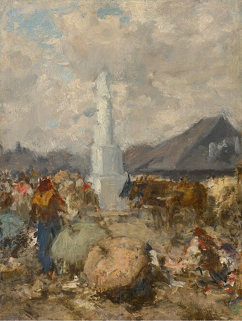 At the Market near the Holy Trinity Column in Szolnok, 1865, August von Pettenkofen