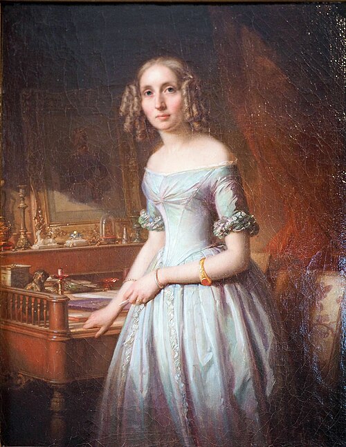 Bildnis einer Dame am Sekretär, 1847, Oscar Begas