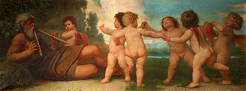 Allegory of spring. Plafond picture from the staircase of the Berlin villa at Tiergartenstraße 27, , Oscar Begas