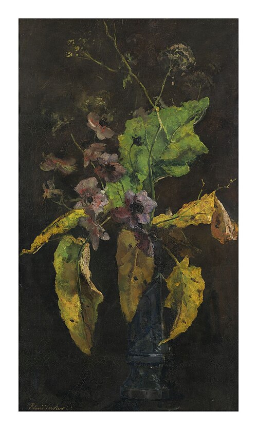 Bloemstilleven: Anemonen en bladeren, 1889, Floris Verster