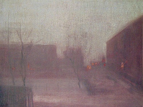 Nocturne Trafalgar Square Chelsea Snow, 1876, James Abbott McNeill Whistler