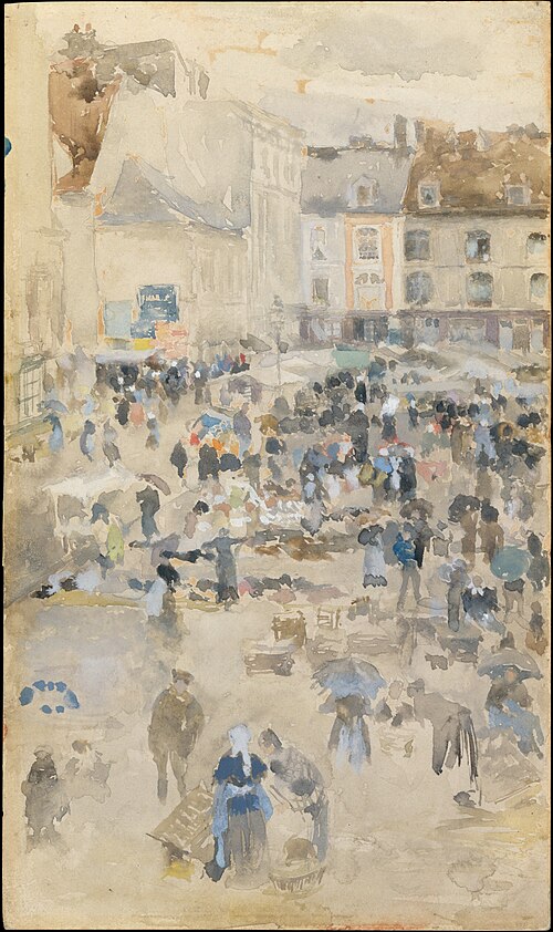 Variations in Violet and Grey—Market Place, Dieppe, 1885, James McNeill Whistler
