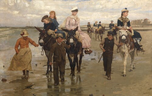 Promenade on the Beach - Heist-aan-Zee, 1884, Jan Verhas