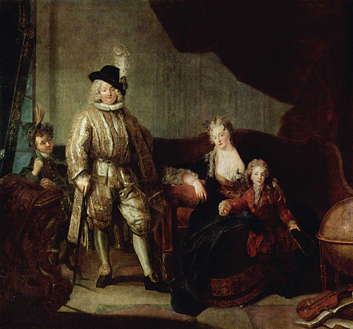 Portrait von Erlach with his Family, 1711, Antoine Pesne