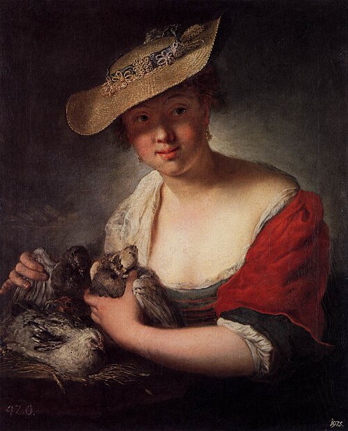 Shephardess with pigeons, 1728, Antoine Pesne