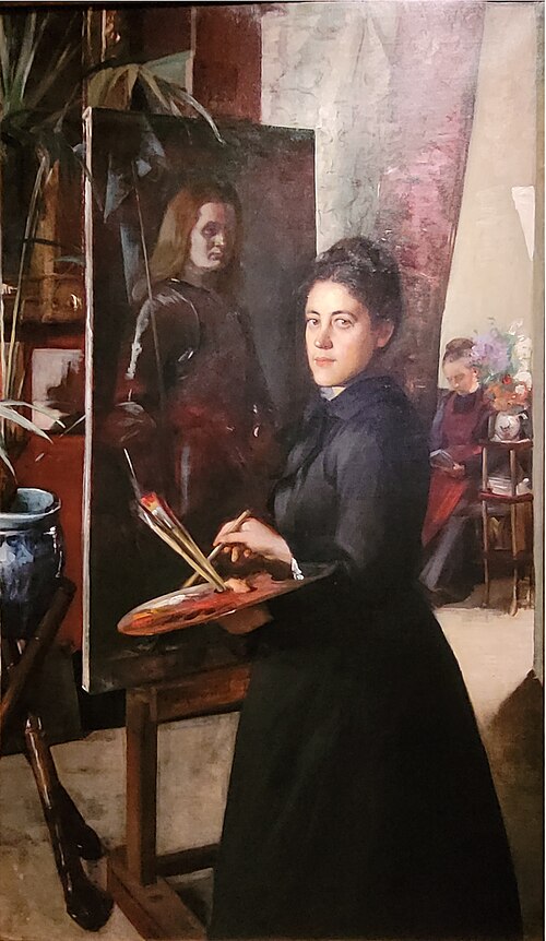 Madeleine Smith au chevalet (peignant Jeanne d'Arc), 1890, Ottilie Roederstein