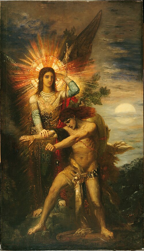 Jacob and the Angel, 1876, Gustave Moreau