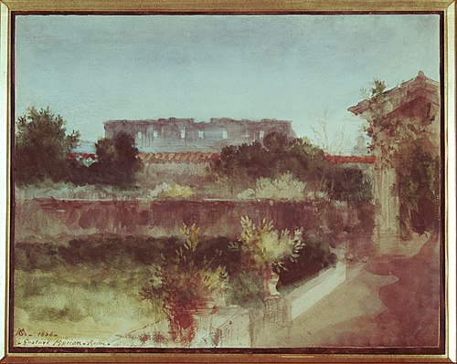 Ruines de Rome : le Colisée vu des jardins de l'Angélicum des dominicains, 1858, Gustave Moreau