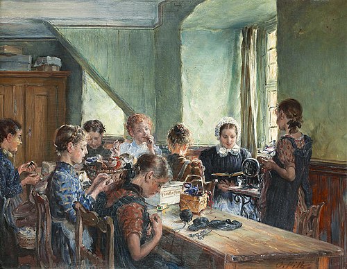 A Sewing Lesson, 1905, Otto Piltz