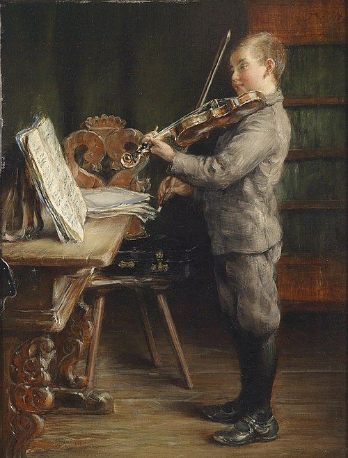 Boy playing the violin, 1900, Otto Piltz
