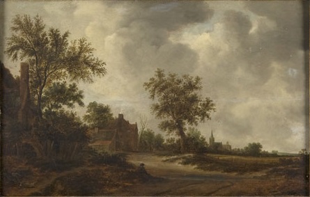 Landschap met landhuizen langs een zandweg, 1643, Frans de Hulst