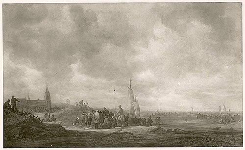 Fischverkauf am Strand v. Scheveningen, 1642, Frans de Hulst