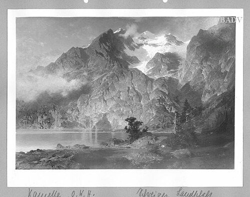 mountain-landscape with lake, 1872, Otto Kameke