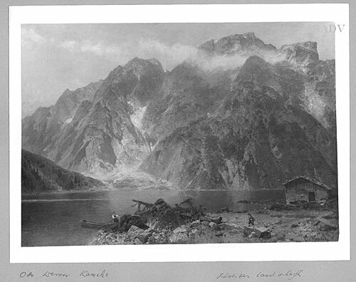 high mountain - scenery with little lake, 1870, Otto Kameke