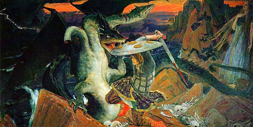 Ivan Tsarevich Fighting the Dragon, , Viktor Vasnetsov