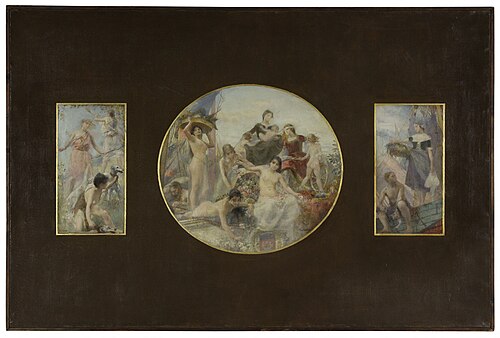 Esquisse pour la salle à manger de l'Hôtel de Ville de Paris : La Chasse. L'Abondance. La Pêche, 1891, Paul Leroy