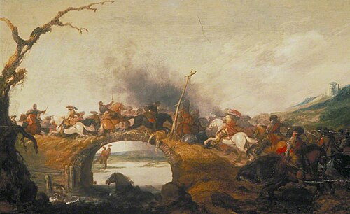 Cavalry Battle on a Bridge, 1630, Palamedes Palamedesz