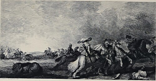 Cavalry skirmish in dress of Thirty-years-war, 1630, Palamedes Palamedesz