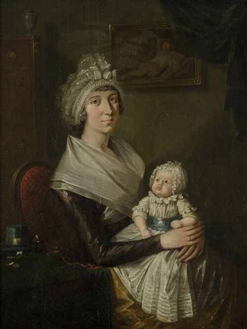 Portret van Geertruy van Claveren (1768-1823) en zoontje Wilhelmus van den Berg (geb. 1794), 1794, Gijsbertus-Johannes van den Berg